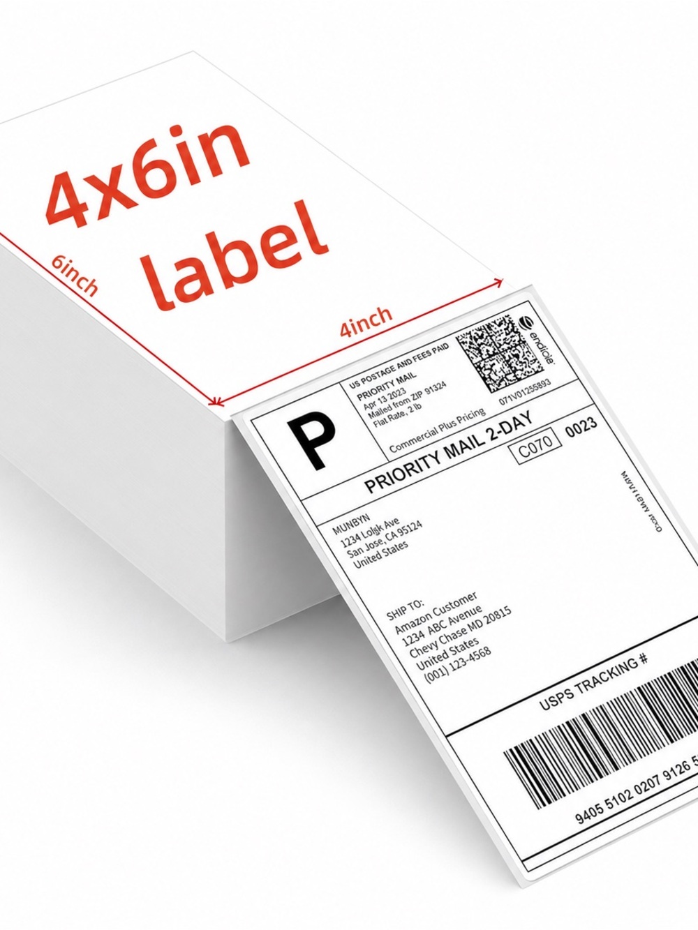 4x6in Shipping Label Stickers - 100 White sheets